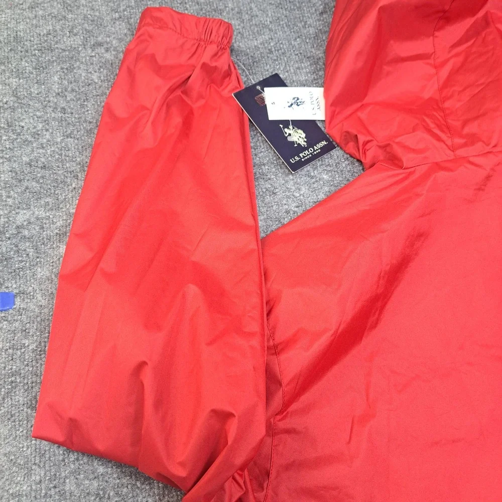 US Polo Assn Mens Windbreaker Jacket Red Hooded Mesh Lined XL 105453P2
